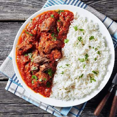 White rice with meat
